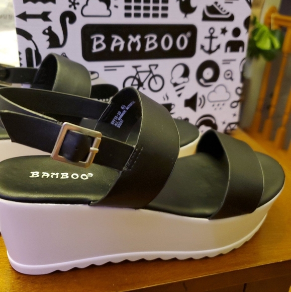 bamboo platform wedge sandals - Picture 5 of 6